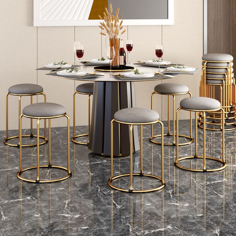 Indoor Round Ottoman Glam Standard Stain Resistant Velvet Ottoman