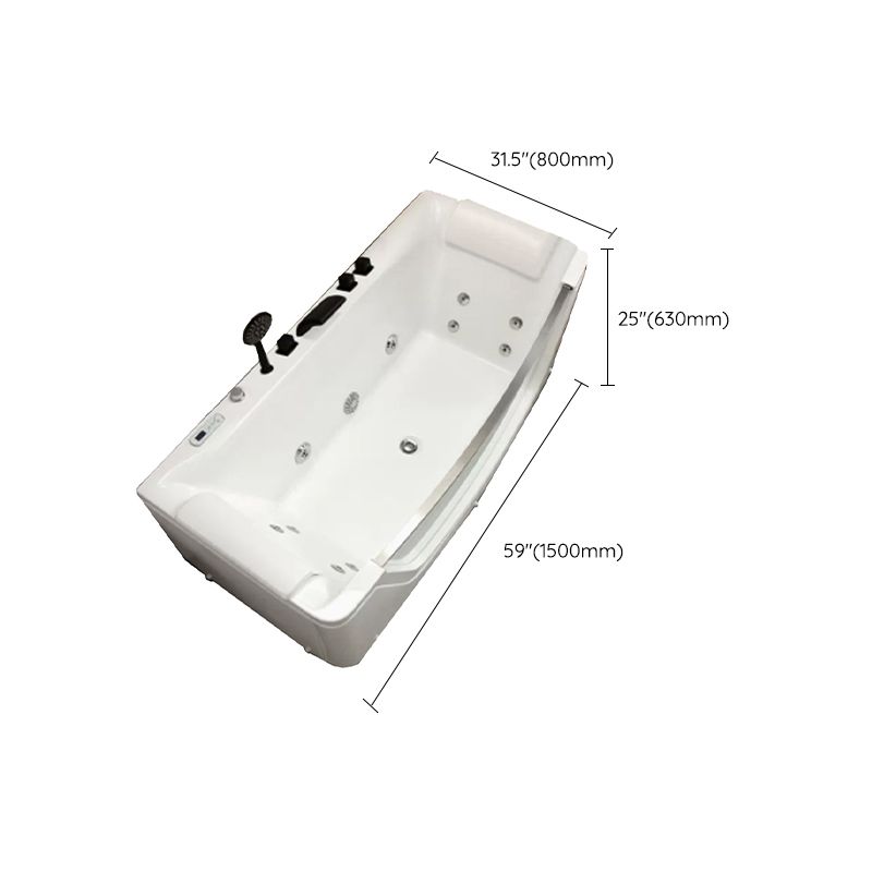 Modern Rectangle Acrylic Bathtub Back to Wall with Massage Device