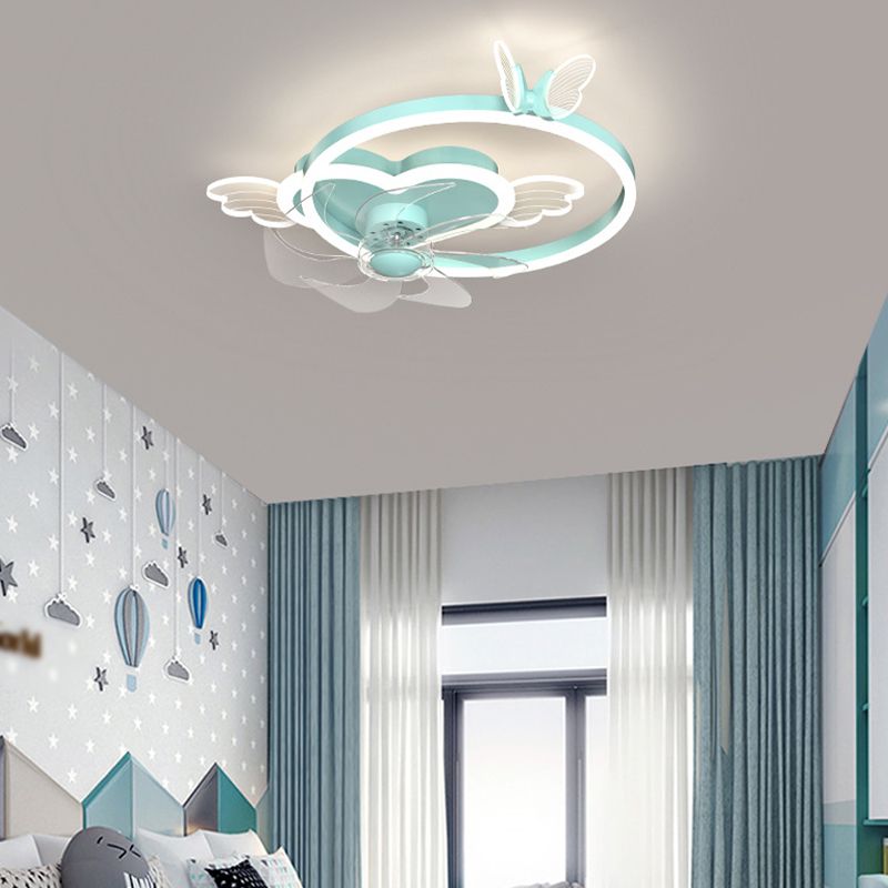 Luz de techo de ventilador de techo de estilo chlidren Luz de montaje de mariposa LED con sombra acrílica