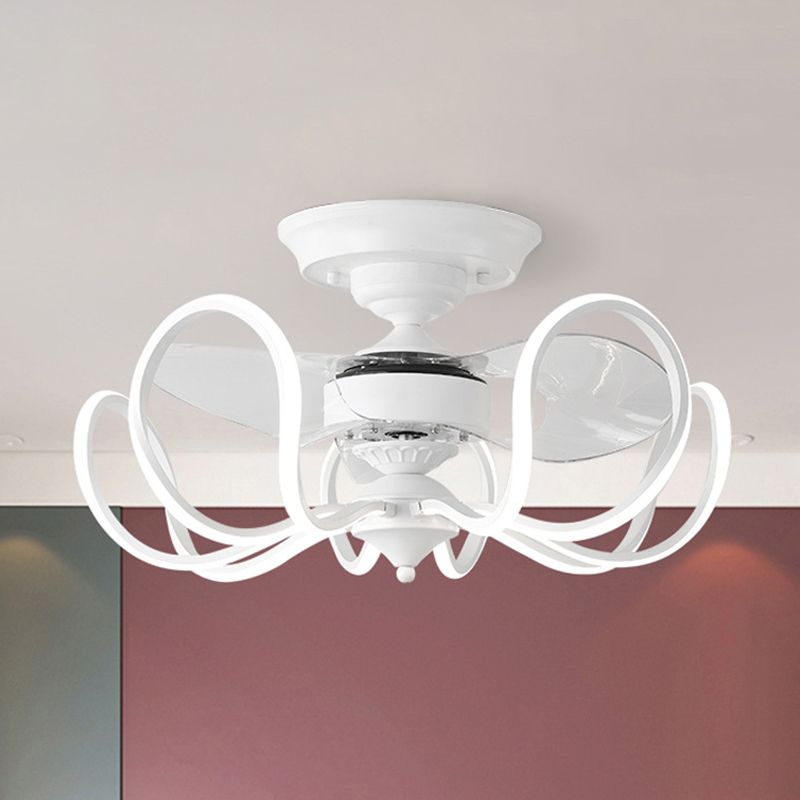Luz de ventilador colgante metálico enjaulado Contemporáneo de 25.5 "de ancho LED de ancho, 2 cuchillas