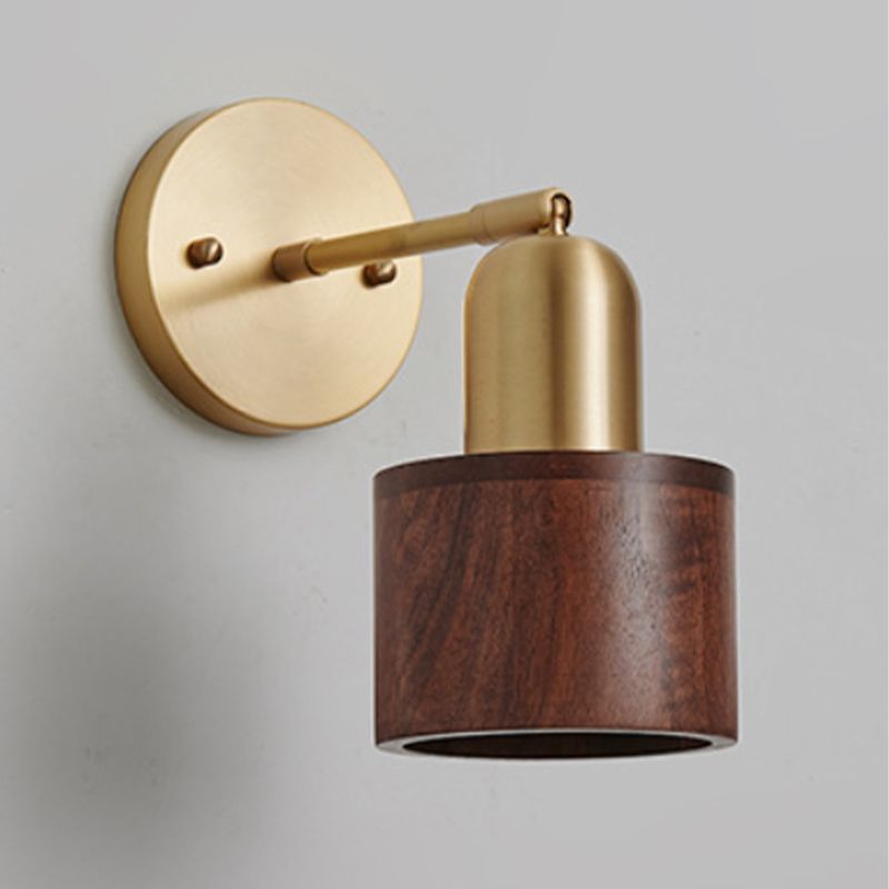 Half Cylinder Shape Wood Wall Light Fixture Modern Style Wall Lamp for Dining Room