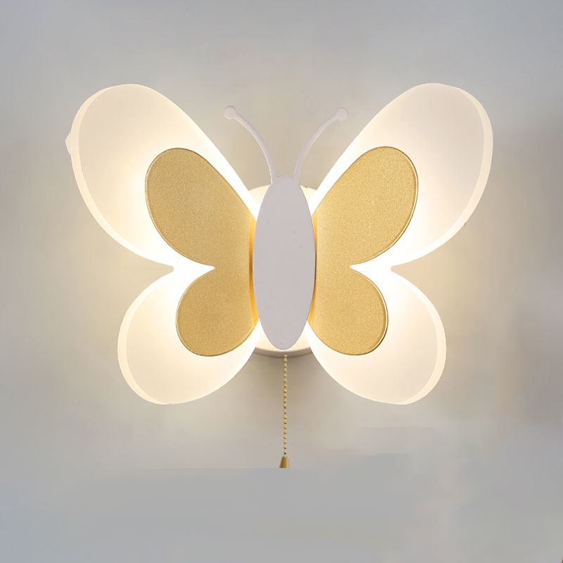 Modern Style Butterfly Shape Wall Sconce Metal 1 Light Wall Light for Bedroom
