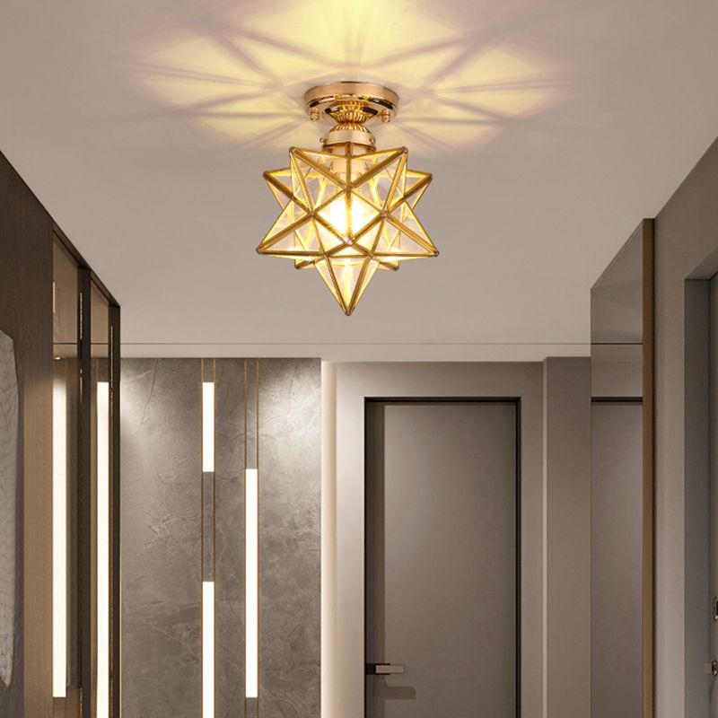 Glass Semi Flush Mount Lighting Vintage Style Shaded Aisle Semi Mount Lighting