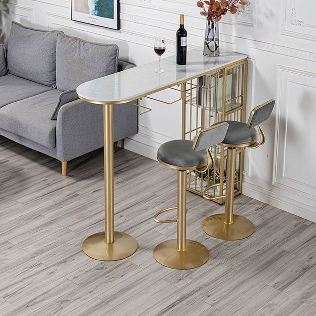Glam Free Form Bar Table White Marble Table with Storage for Living Room