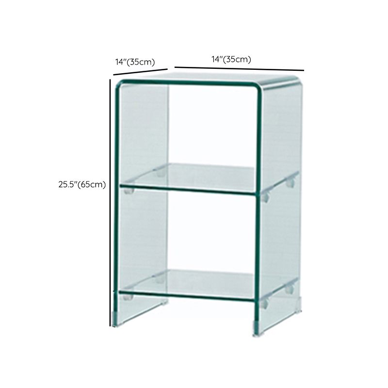 Modern Glass Square Side End Table Sled Corner Table for Living Room