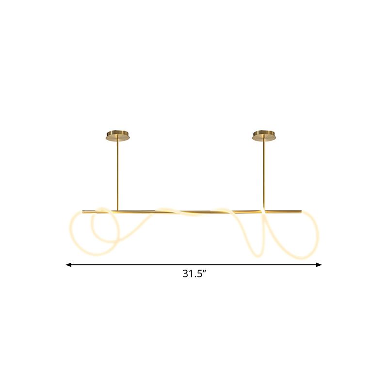 Light Isola LED Minimalist Minimalist Acrilic Flexible Tube Suspension con braccio lineare in oro, calda/bianca/naturale luce