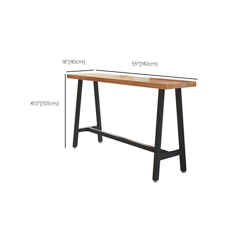 Rectangle Solid Wood Bar Height Table Contemporary Trestle Base Bar Dining Table