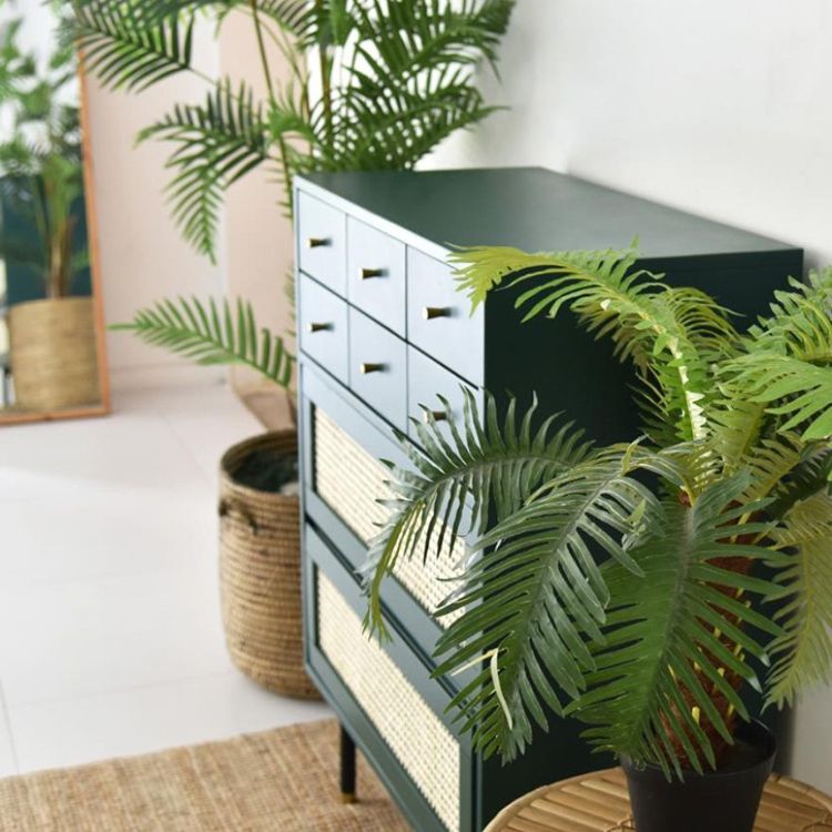 Contemporary Green Accent Chest with 8 Drawers and Straight Legs