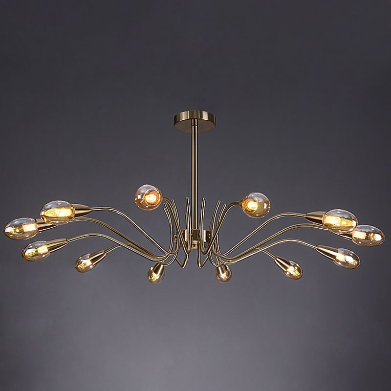 Lámpara de lámpara de lámpara de estilo posmoderno lámpara colgante de vidrio dorado para sala de estar