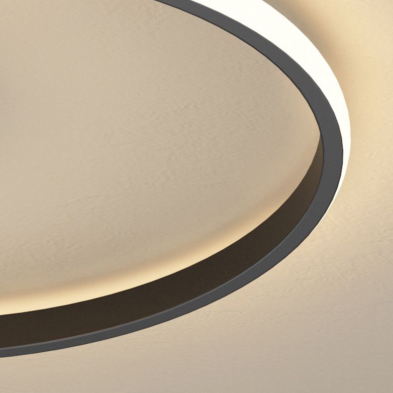 Modern Metal Flush Mount Circular Shape Ceiling Light with Glass Shade for Living Room