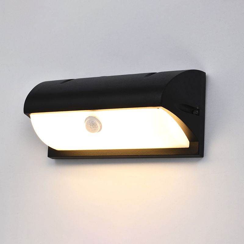 Outdoor LED Wall Lamp Modern Black Sconce Light Fixture with Rectangular Acrylic Shade