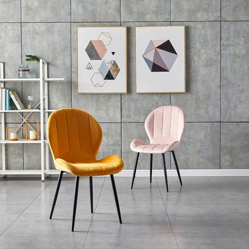 Home Scandinavian Side Chair Wingback Metal Upholstered Dining Room Chair