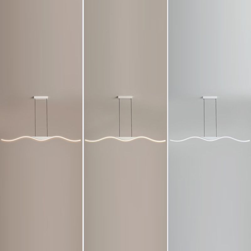 Single White Contemporary Kitchen Island Lighting LED Metallic Ceiling Light