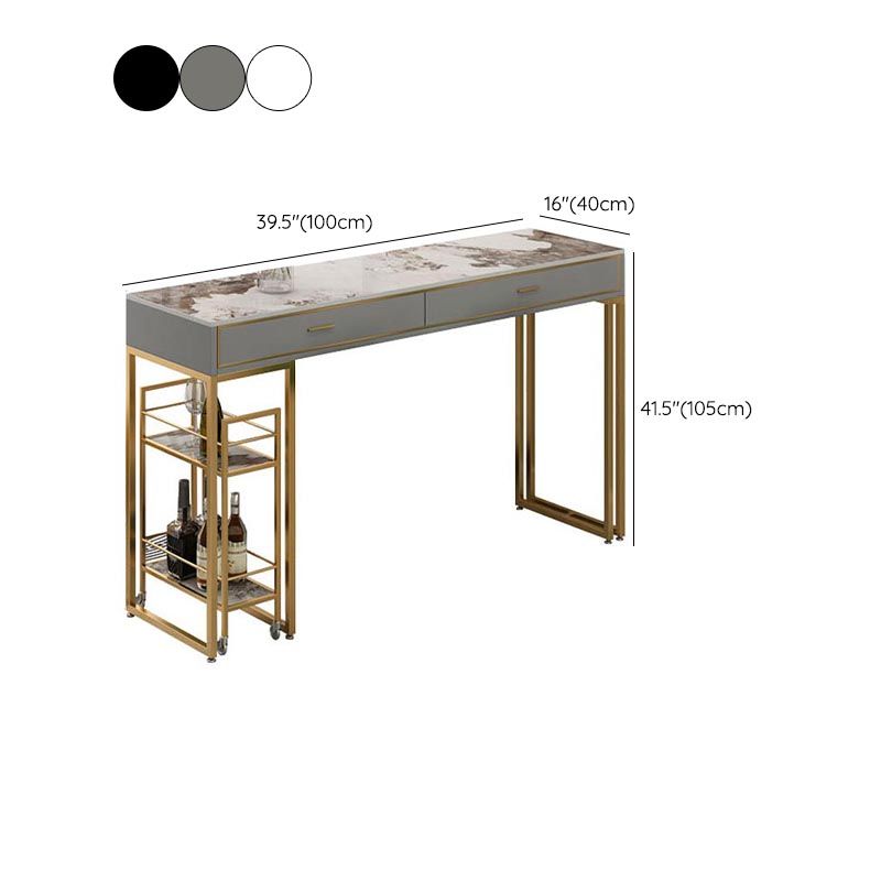 Rectangle Top Table Pub Height Dining Table with Gold Base for Bar