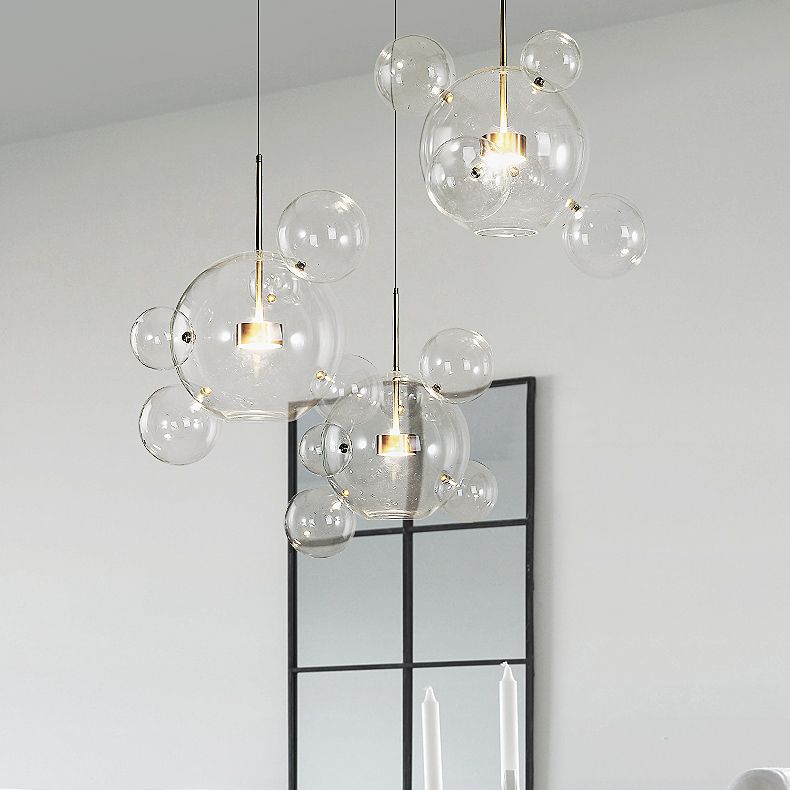 Luce a sospensione in vetro trasparente Modernista 1/4/6 Luci LED LAMPAGGIO A RAGGIO DI APPLICA