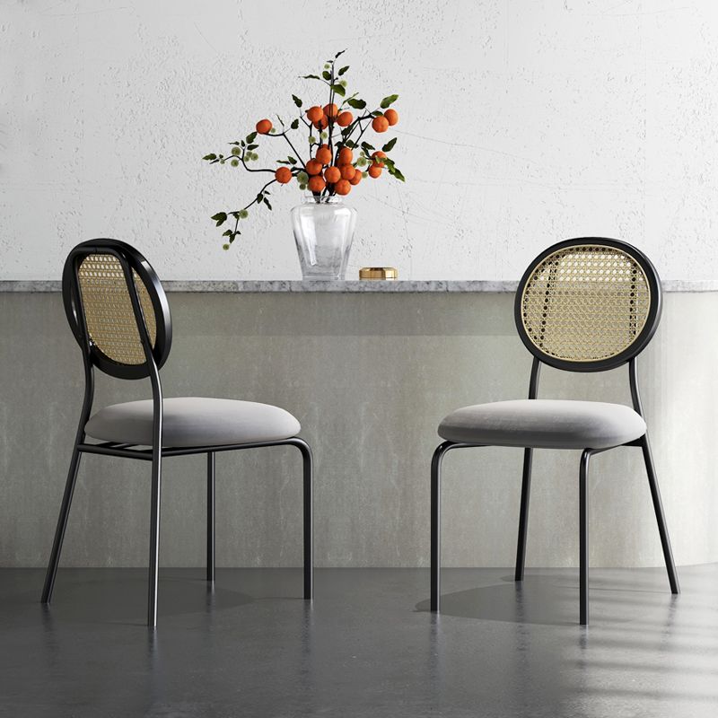 Upholstered Armless Dining Chairs Open Back Side Chair with Metal Legs