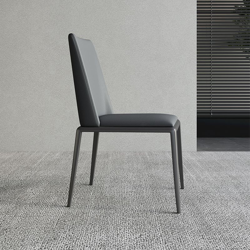 Silver Leg Contemporary Faux Leather Dining Room Chair for Home