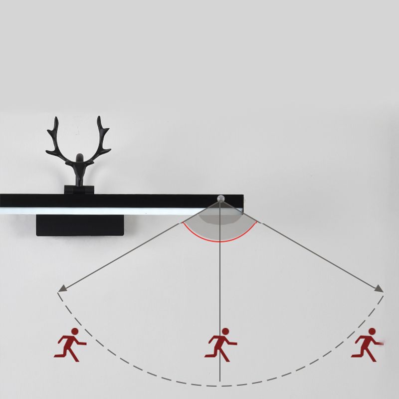 Metal Linear Shade Wall Sconce Modern Style Modern 1 Apparecchio di illuminazione da parete a specchio leggero in nero