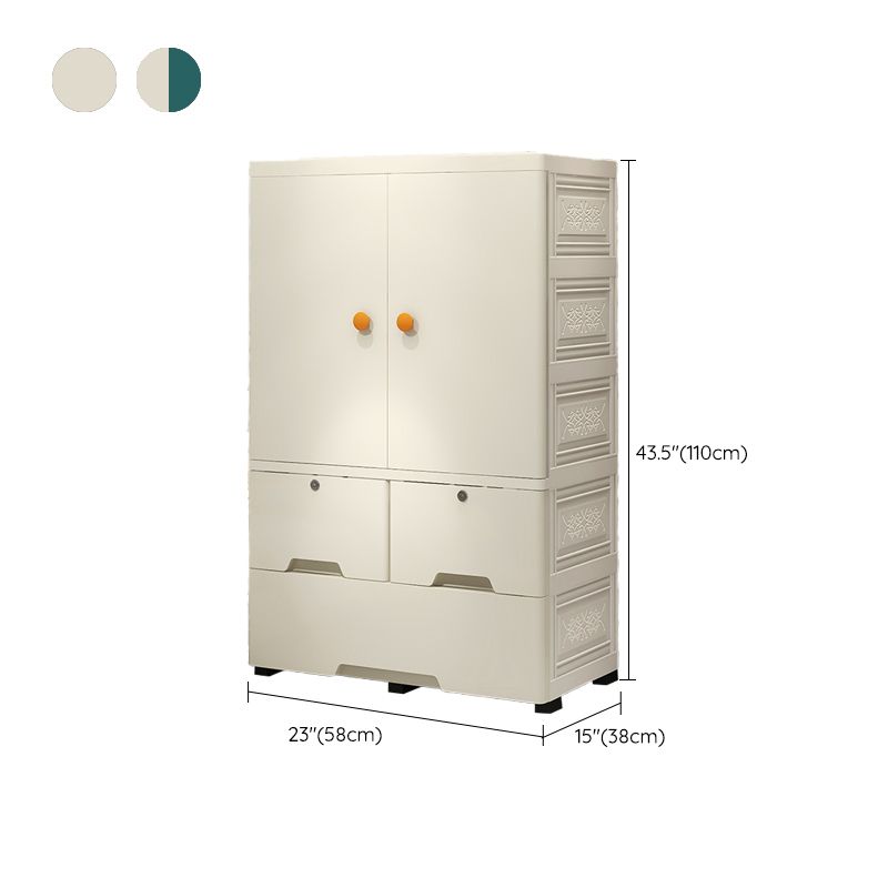 Modern Style Kid's Wardrobe Plastic Door Wardrobe Closet with Drawers