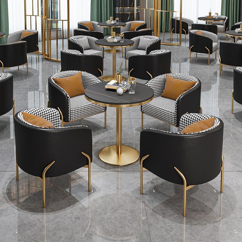 Traditional Luxury Round Dining Table Black Stone Top Table for Home