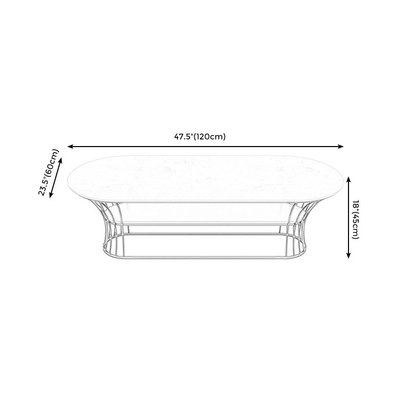 Frame Base Coffee Table Modernism Elliptical Stone Cocktail Table