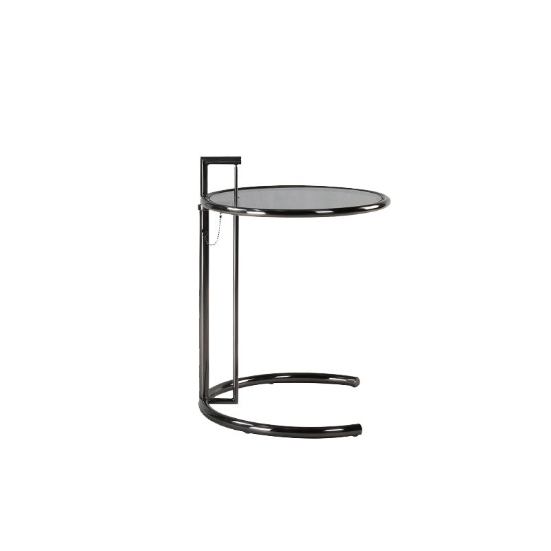 Round Metallic C Side Table Contemporary Glass Top Round Side End Table