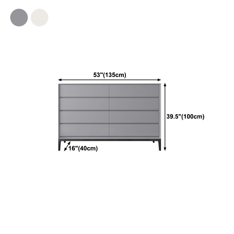 Stone and Steel Dining Server Modern 8 Drawers Buffet for Living Room