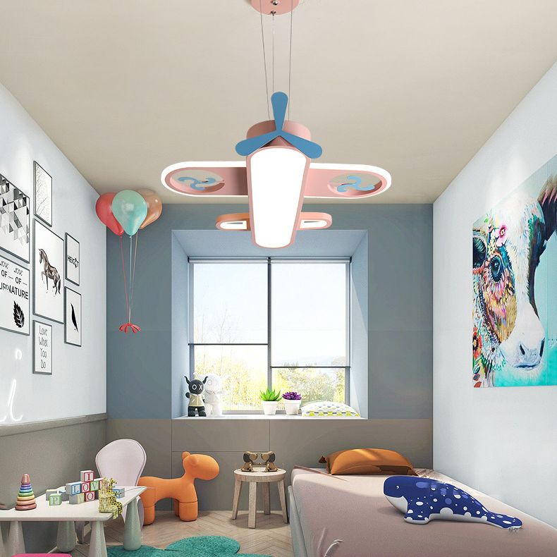 Cartoon kreative Persönlichkeit Deckenheize Leichtmetallflugzeug LED Hängende Licht für Kinder Schlafzimmer