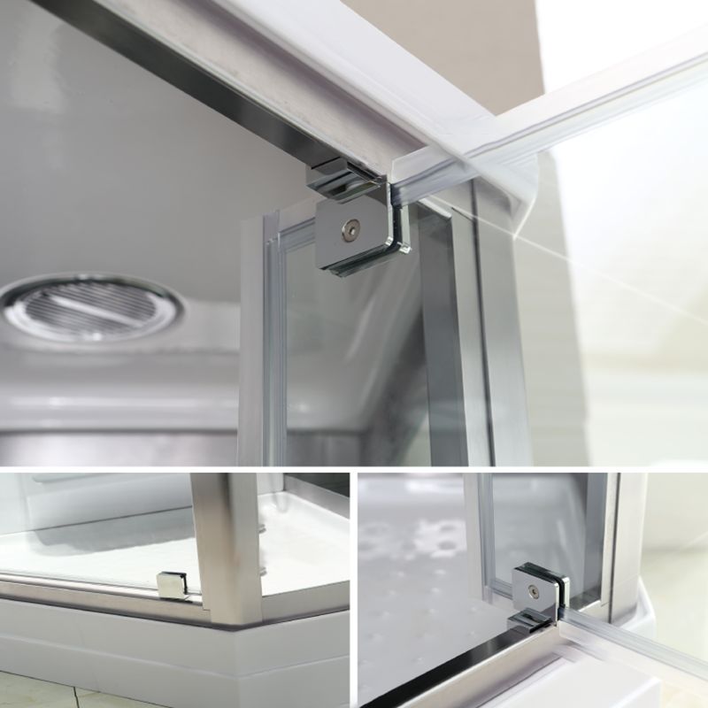 Neo-Angle Shower Stall Clear Tempered Glass Shower Enclosure With Shower Floor