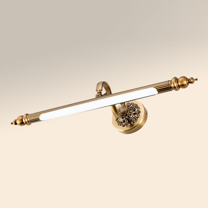 Linear Shade Metal Wall Sconce Modern Style 1-Light Mirror Wall Mount Lighting in Brass