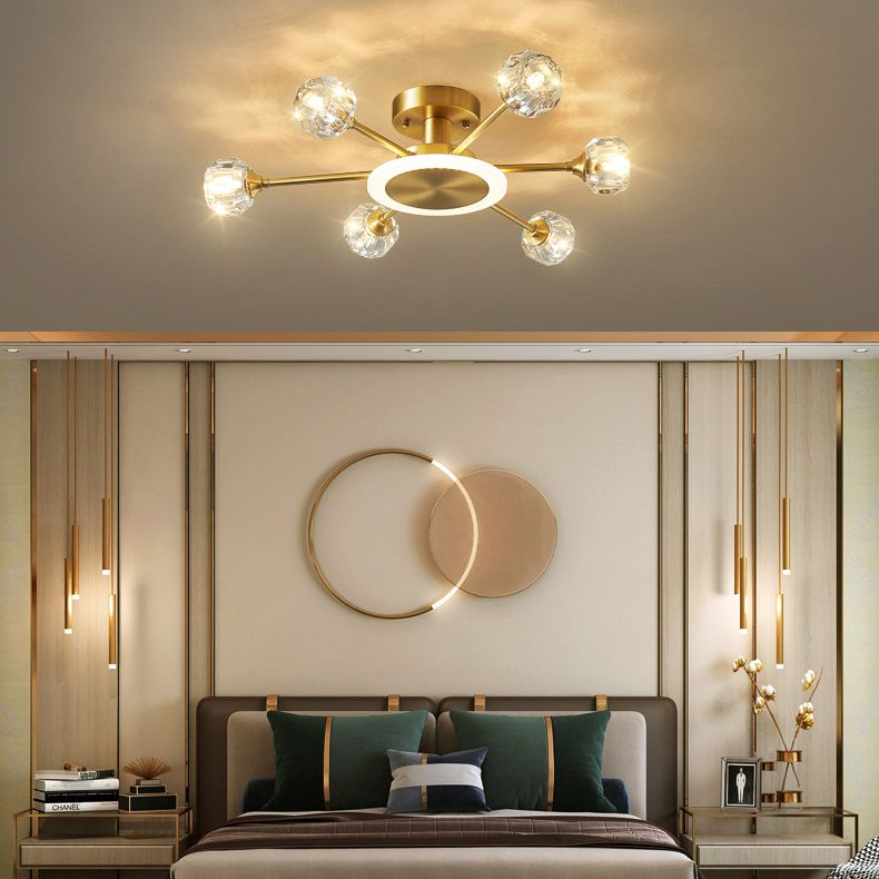 Sputnik Flush Mount Ceiling Light Modern Crystal Ceiling Mount Chandelier