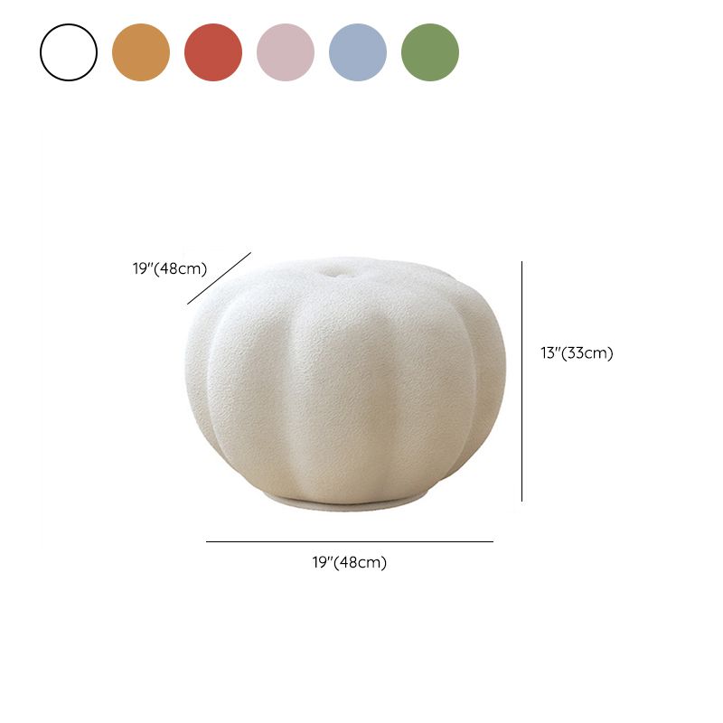 Modern Pouf Ottoman Velvet Upholstered Solid Color Pumpkin Shape Ottoman