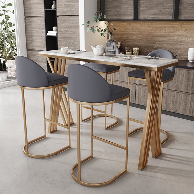 Glam Bar-height Table Faux Marble Top Bistro Pub Table with Gold Base