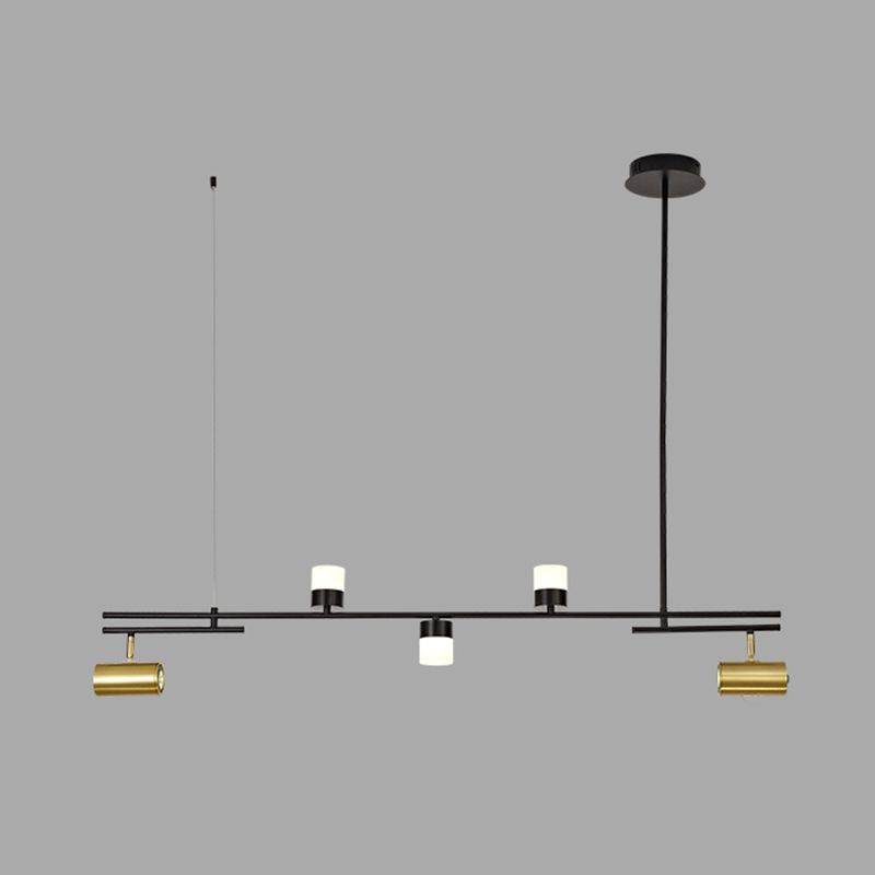 Luces colgantes de estilo contemporáneo de aluminio Fixtura de iluminación de isla lineal negra para comedor