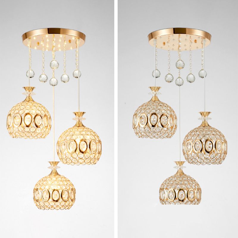 Cluster à ananas doré Éclairage pendentif éclairage moderniste cristal de lampe suspendue