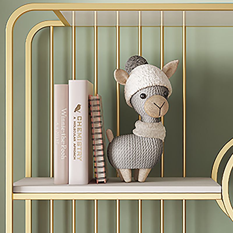 Glam Metal Shelf Bookcase Closed Back Bookshelf with Cabinets