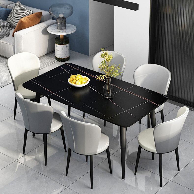 Rectangle Modern Stone Table Standard Height Table Dining Table with 4 Legs