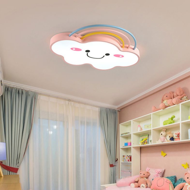 Cloud Pattern Flush Mount Light Acrylic Three color Light Fixture for Kid's Room