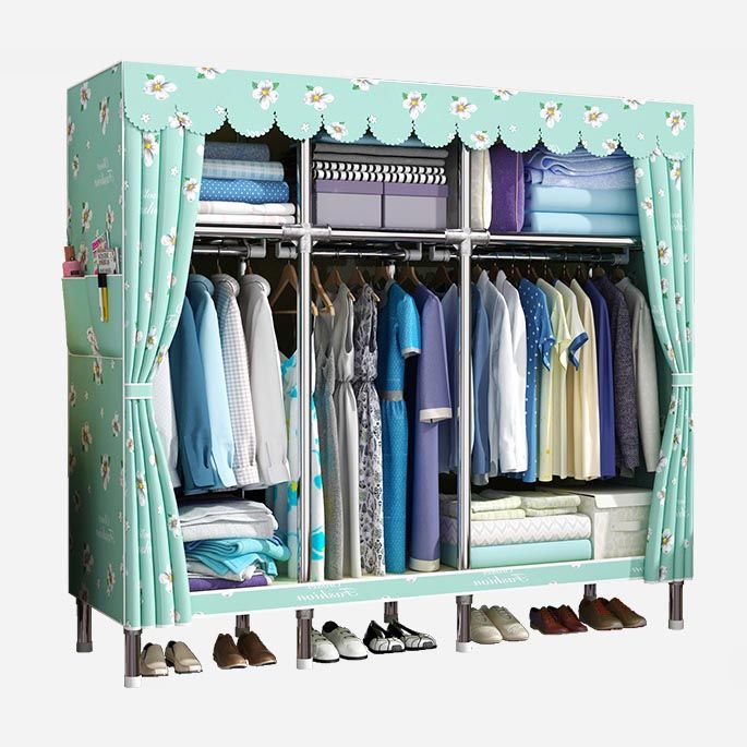 Contemporary Style Wardrobe Armoire Wood Armoire with Clothes Rail for Bedroom