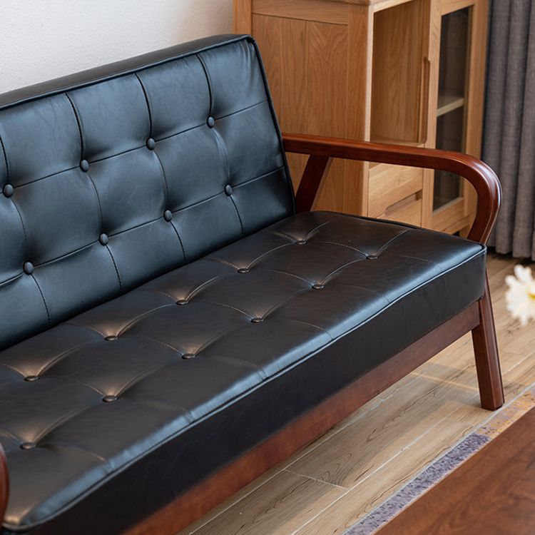 Faux Leather Sofa 29.53" High Mid Century Modern Square Sofa
