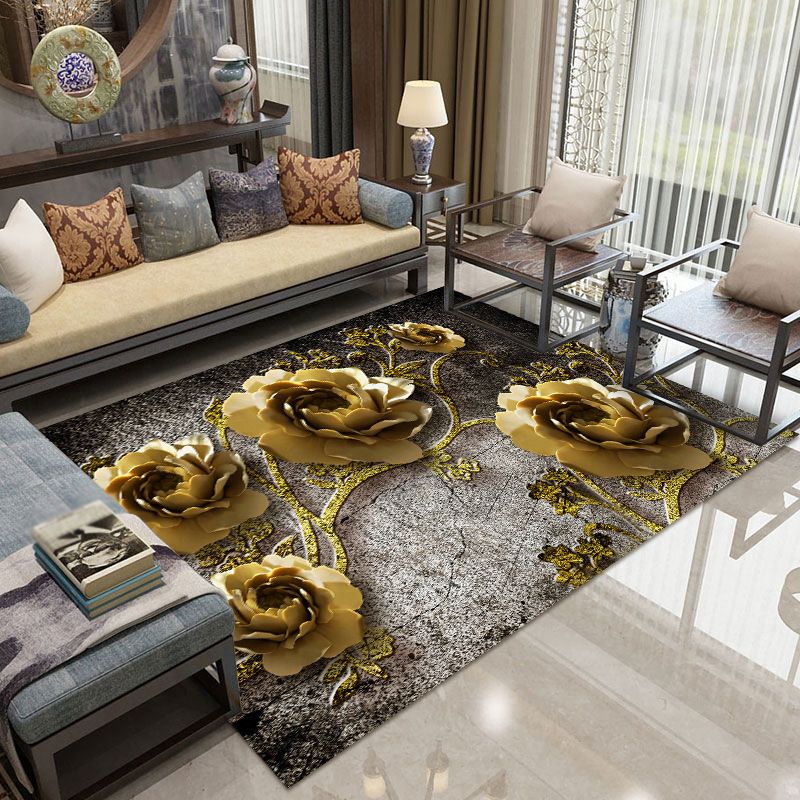 Light Brown Modern Rug Polyester Deer Area Rug Washable Rug for Living Room