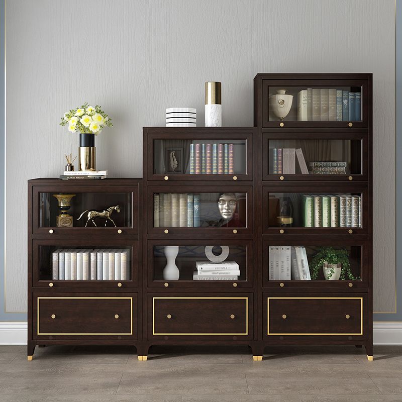 Vertical Glam Standard Bookcase Beech Closed Back Bookcase with Drawer