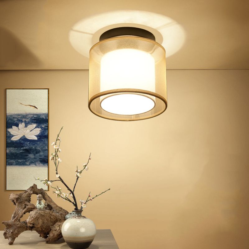 Luz de montaje de techo geométrico de tela Luz de luz de montaje tradicional Luz montada en el techo del pasillo