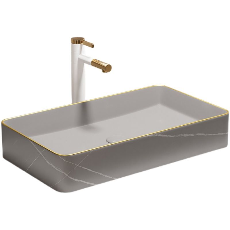 Rectangular Trough Sink Modern Simple Porcelain Trough Bathroom Sink