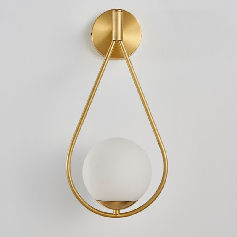 Ball Shaped Bedroom Wall Sconce Lighting Glass Simplicity Style Sconce Light Fixture in Gold