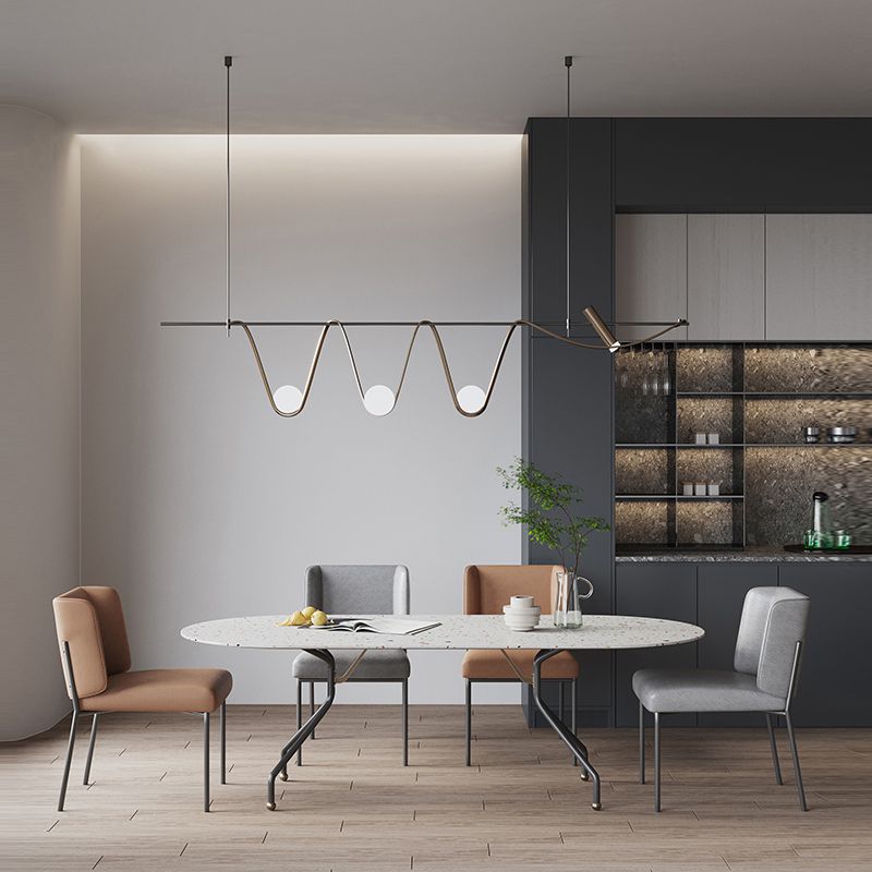 Contemporary Style Spherical Hanging Pendant Lights Glass 4- Light Pendant Light Fixtures