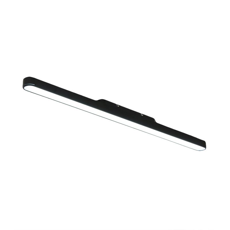Strakke ovale metalen inbouwverlichting moderne led zwart/zilver inbouwarmatuur voor kantoor, 23,5"/35,5"/47" breed