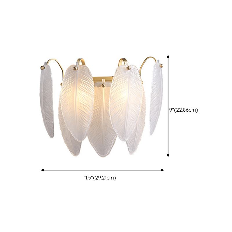 Solid Brass and Glass 2 - Light Wall Sconce in Gold Finish Modern Wall Light