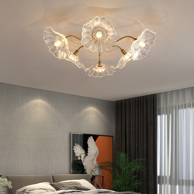 Blume Semi Flush Mount Leuchte moderne Glasdeckleuchten für Wohnzimmer