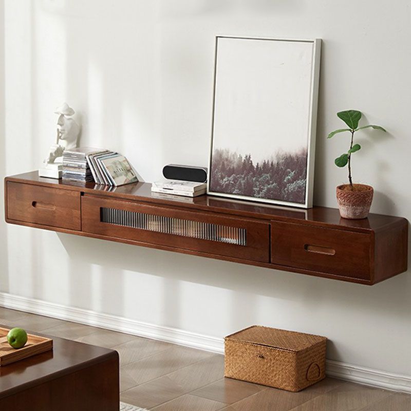 Scandinavian Solid Wood TV Console 2-Drawer 1-Door Floating TV Stand